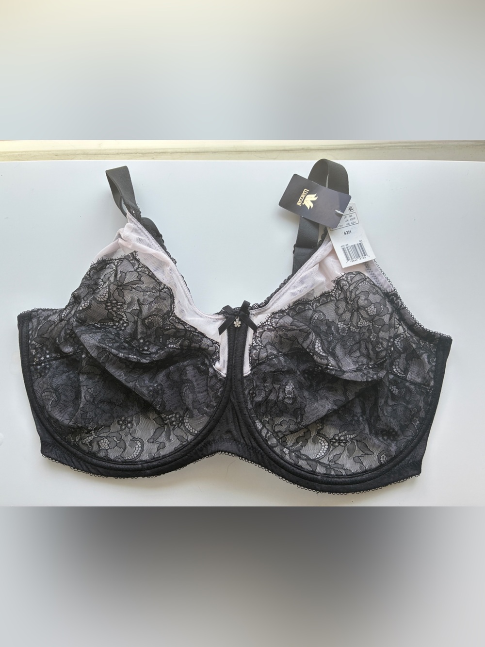 NWT Wacoal Retro Chic Full Figure Lace Underwire Bra Black 42H 855186